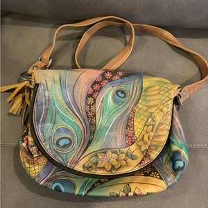 Anuschka Crossbody Peacock Design Women's Bag